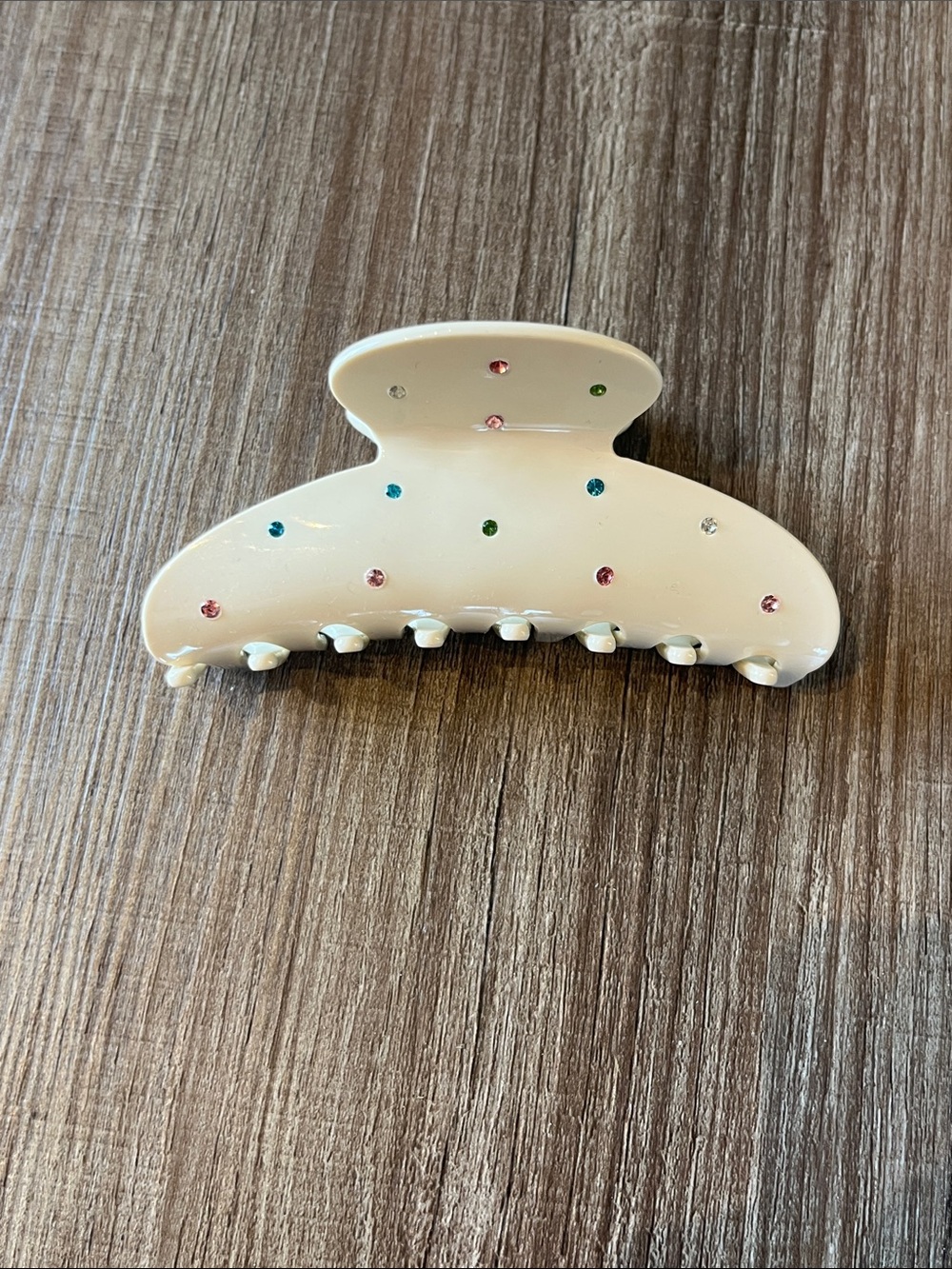 Cream Rhinestone Hair Claw Clip